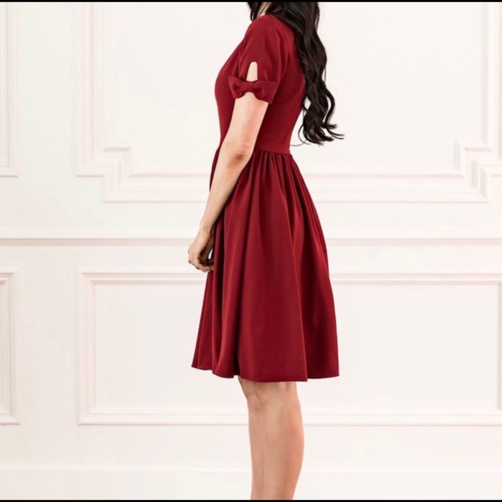 Cranberry Rachel Parcell Bow Sleeve Dress